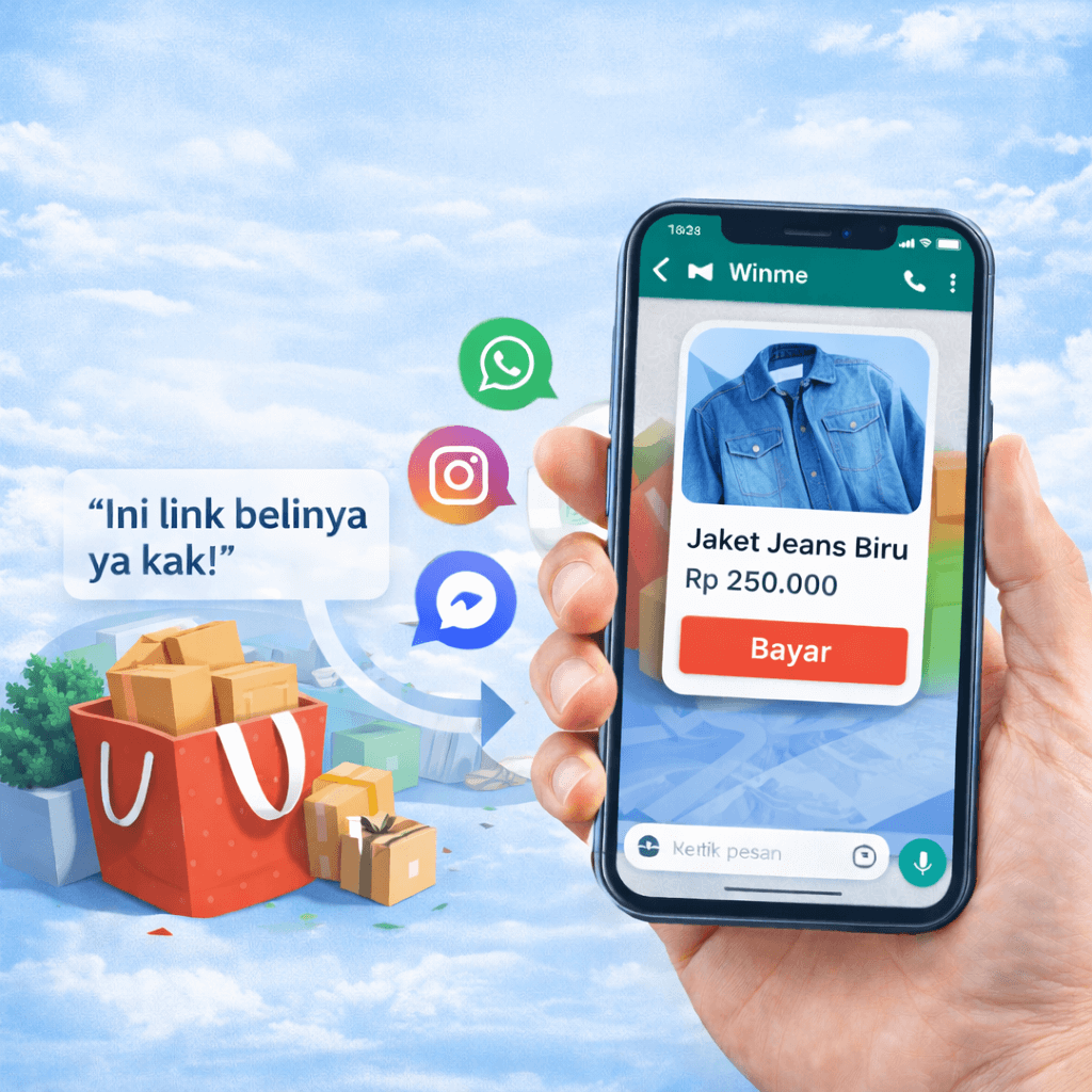 Ilustrasi jualan online tanpa marketplace dengan Winme