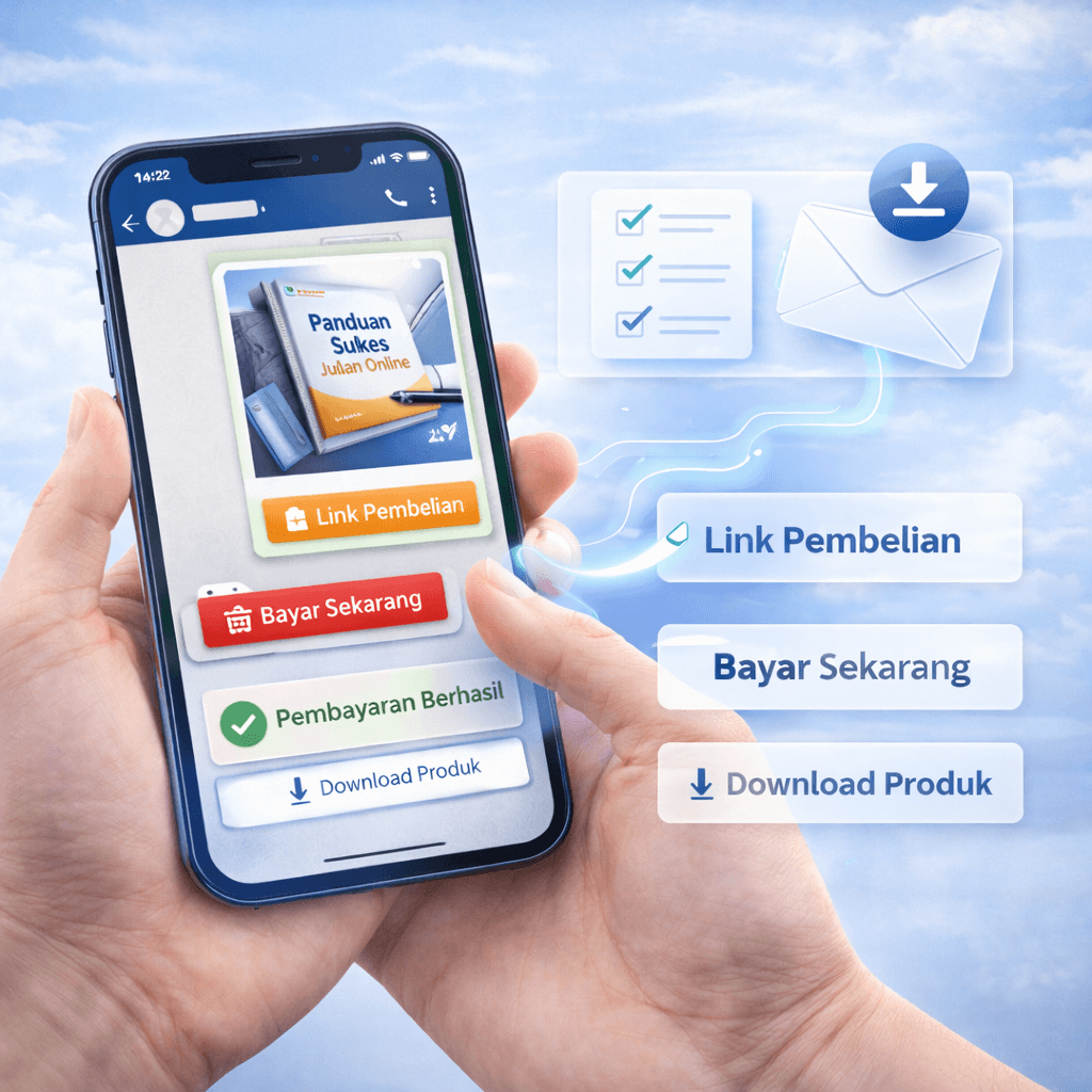 Ilustrasi jualan produk digital dengan Winme